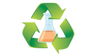 green recycling arrows around an erlenmeyer flask 