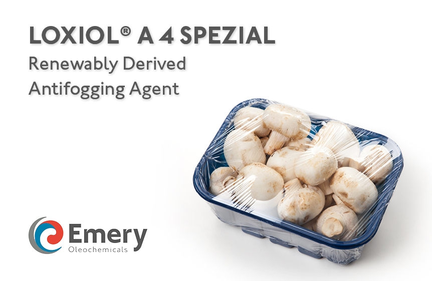 Emery Oleochemicals LLC Launches Renewably-Derived Antifogging Agent, LOXIOL® A 4 SPEZIAL, in North America