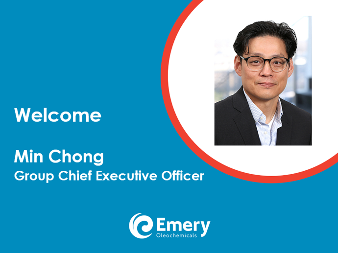 Emery Oleochemicals Appoints Min Chong as Group Chief Executive Officer