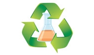 green recycling arrows around an erlenmeyer flask